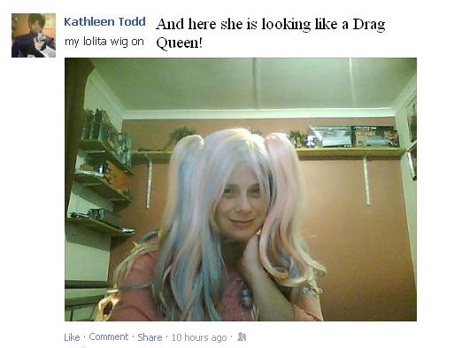 I am a drag queen, look at me in my pink/blond wig.