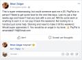 Zaiger begging people on facebook to paypal him 20$ for food