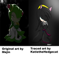 KatietheHedgecat traces from those who do Sonic art. This is a prime example. The original art (on the left) has been done by Mejin.