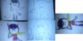 A compilation of his shitty drawings back in 2010. (Full res here [1] dead link as of 2018)