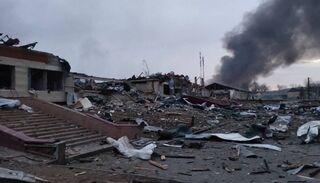 Yavoriv military base, host to the Reddit Volunteers, post-bombing.