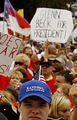 Incumbent President Professor Glenn Beck. Notice bright-eyed supporter in front.