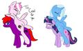 The original and the traced pony drawings side by side