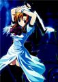 Rena Ryuuguu from Higurashi. Cute, happy teenage girl on the outside, batshit insane serial killer on the inside.