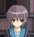 Yuki Nagato fromThe Melancholy of Haruhi Suzumiya. This one's excuse is that she's an alien android.