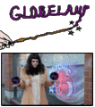 Globelamp's "logo" and a weird picture of her trying to be psychic. Made obviously in MS Paint.