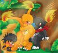 "Roy was just training in the woods for a few hours and became exhausted and fell asleep suddenly on his belly. He awoke to a strange, painful, yet pleasurable feeling. It was another Charmander named Zack, impaling his tight pucker. This Zack was told to do this by Dark Zack, in which he, too, joined in, after promising he wouldn't do that to him."