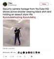 Security camera footage from YouTube HQ shows active shooter wearing black shirt and holding an assault style rifle MOAR HOAX