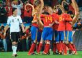 Paul in on the pitch celebrations with Spain.