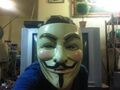 Rootfaggot trying to be cool with his dollar store Guy Fawkes mask.