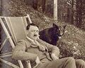 Hitler on a wonderful vacation with his beloved dog, Blondie; the closest to sex he could get.