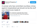 A deleted tweet of her disrespect to Hillary Clinton running for president.