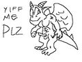 A furry gargoyle, who is not a gargoyle anyway but a miscolored dragon.