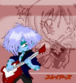 “based on a Zel and Amelia eyecatch from Try~ Zel’s secretly a rockstar. ooh <3”