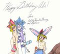 Yugi gropes Yugi as Yugi looks on.