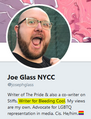 "Cock goes where?" Asks Joe Glass with a soyboy smile.