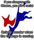 If you disagree with Obama, you are a racist, Quietly wonder when the Change is coming